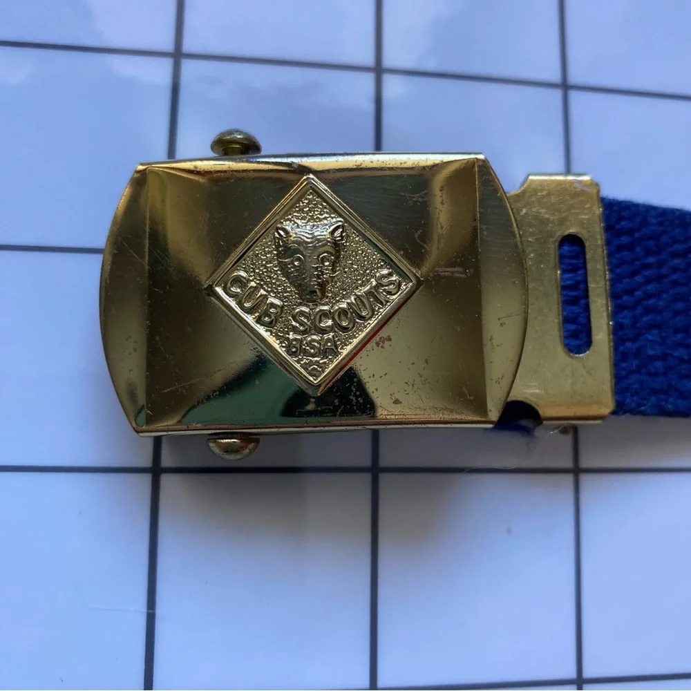 Cub Scouts Vintage Navy Woven Belt With Brass Buckle